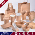 100% Biodegradable Disposable Kraft Paper Takeaway Food Container for Fast Food